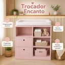 Ver imagem 4 de Trocador Infantil Rosé com 2 Gavetas e Nichos para Organização do Quarto do Bebê