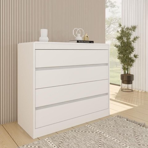 Cômoda CR35475 4 Gavetas MDF Corrediças Telescópicas Branco Multimóveis