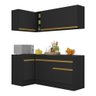 Cozinha Compacta de Canto com Rodapé Veneza Multimóveis MP2092 com Armário e Balcão Preta - 3