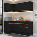 Ver imagem 2 de Cozinha Compacta de Canto com Rodapé Veneza Multimóveis MP2092 com Armário e Balcão Preta