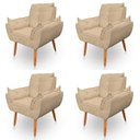 Ver imagem 1 de Kit 4 Poltrona Decorativa Opala Pés Palito Veludo Bege - Kimi Design