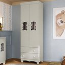 Ver imagem 1 de Guarda-Roupa Infantil 62cm 2 Portas com Vidro e 2 Gavetas Ternura Multimóveis MP4476 - Off White