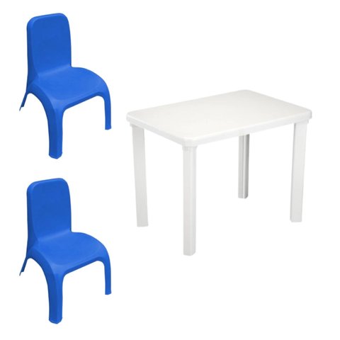 Kit Mesa Plástica Infantil Branca e 2 Cadeiras