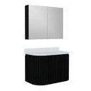 Ver imagem 1 de Conjunto Gabinete para Banheiro Emma 2 Portas MDF 15mm 80cm Preto Venturi com Espelheira