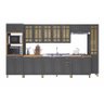 Cozinha Modulada Completa Monaco Vidro Reflecta 20 Portas 2 Gavetas Chumbo Spazio Móveis - 2