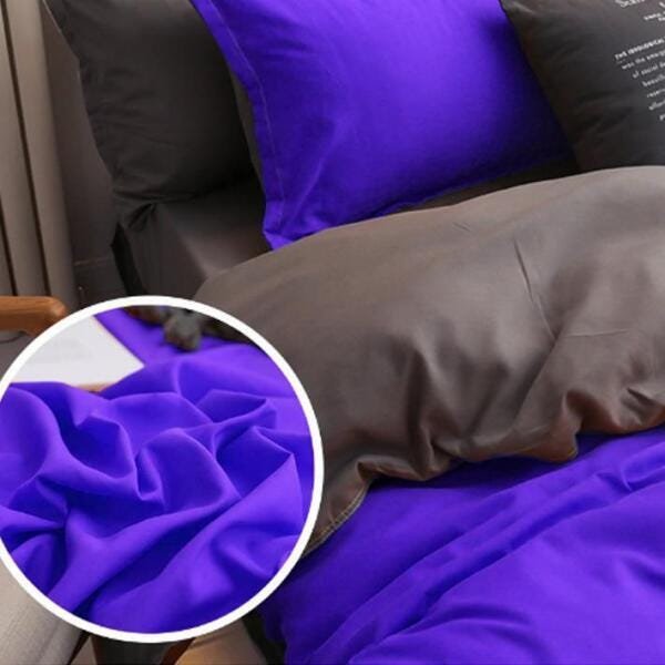 Jogo De Cama King Size Casal 7 Peças Edredom Roxo Com Cinza - 3