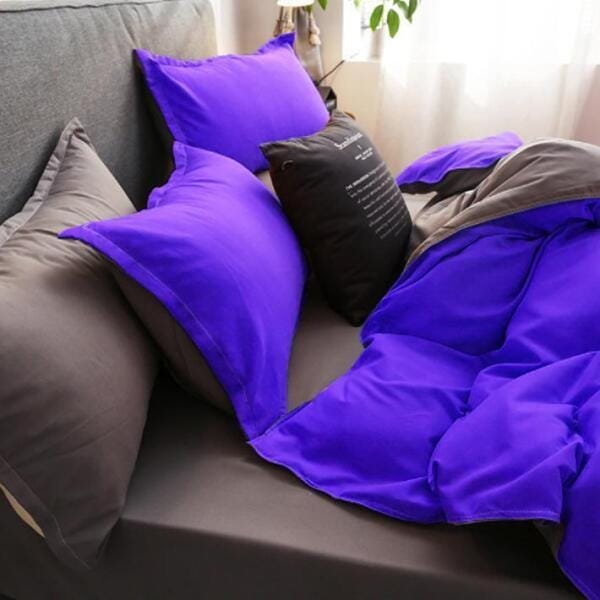 Jogo De Cama King Size Casal 7 Peças Edredom Roxo Com Cinza - 2