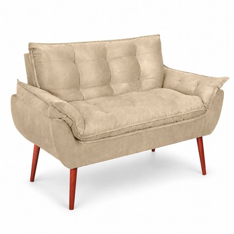 Sofá Namoradeira Opala Decorativo para Sala de Estar Bege