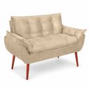 Ver imagem 1 de Sofá Namoradeira Opala Decorativo para Sala de Estar Bege