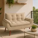 Ver imagem 2 de Sofá Namoradeira Opala Decorativo para Sala de Estar Bege