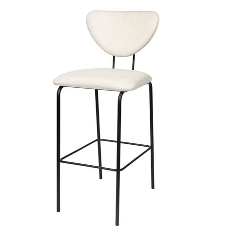 Banqueta Alta Estofada para Bancada e Cozinha Decorativa Alto Conforto Vitta Preto/Linho Off White