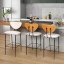 Ver imagem 2 de Banqueta Alta Estofada para Bancada e Cozinha Decorativa Alto Conforto Vitta Preto/Linho Off White