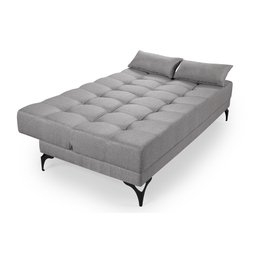 Sofá Cama Solteiro Nevada Reclinavel Revestimento Linho Pes em Ferro - 5