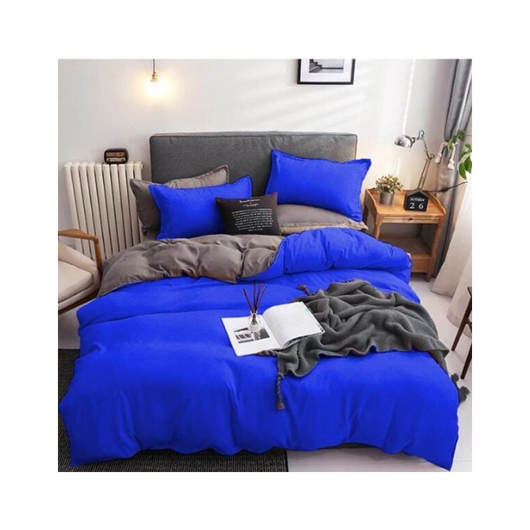 Jogo De Cama Casal King Size 7 Peças Com Edredom Blue Grey