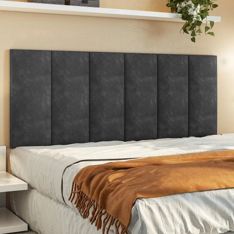 Cabeceira Box Estofada 160cm X 58cm Queen Modelo Julia Preto