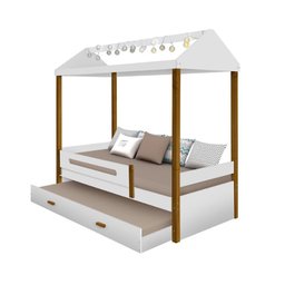 Bicama Solteiro Infantil Sara Com Luzes Led - Branco/Amêndoa - 3