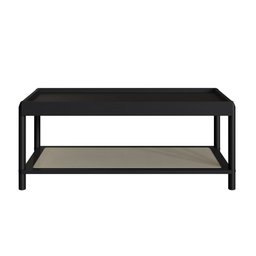 Mesa de Centro Retangular c/ Prateleira  93cm Palhinha Pé Madeira Oslo Artesano | Nero - Nero/Preto - 3