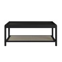 Ver imagem 3 de Mesa de Centro Retangular c/ Prateleira 93cm Palhinha Pé Madeira Oslo Artesano | Nero - Nero/Preto
