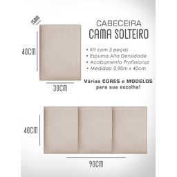 Kit 3 Módulos Cabeceiras de Cama Box Solteiro Estofada Modulada 90x40cm - 8