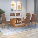Ver imagem 1 de Conjunto Sala de Jantar Mesa Easy Tower 170x90cm Mdf/vidro com 6 Cadeiras Confort Couro Avelã