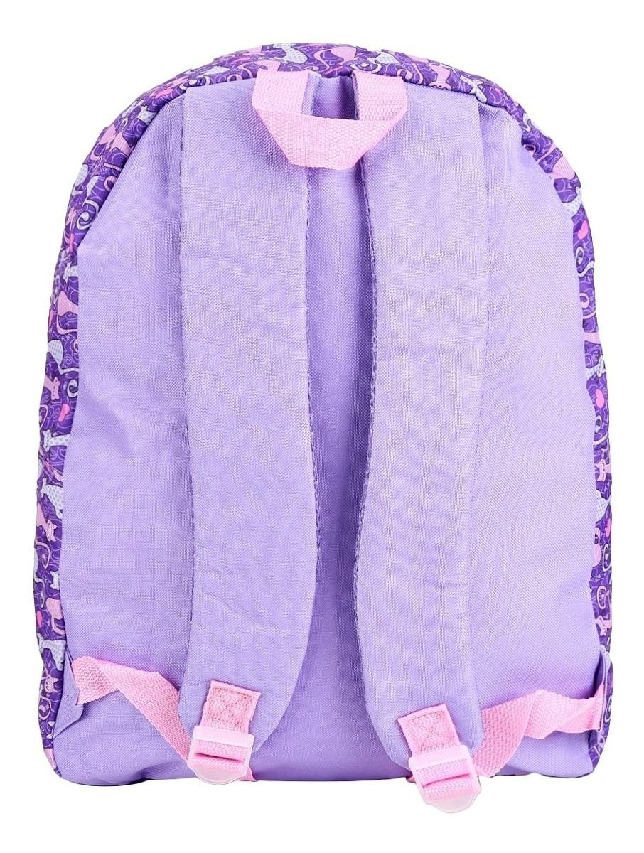 Mochila Escolar Costas Juvenil Estampada Gatinho Clio Lilás - 2