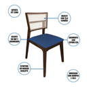 Ver imagem 4 de Kit 8 Cadeiras de Jantar Madeira Maciça Mel Manuela Assento Veludo Azul Tela Premium