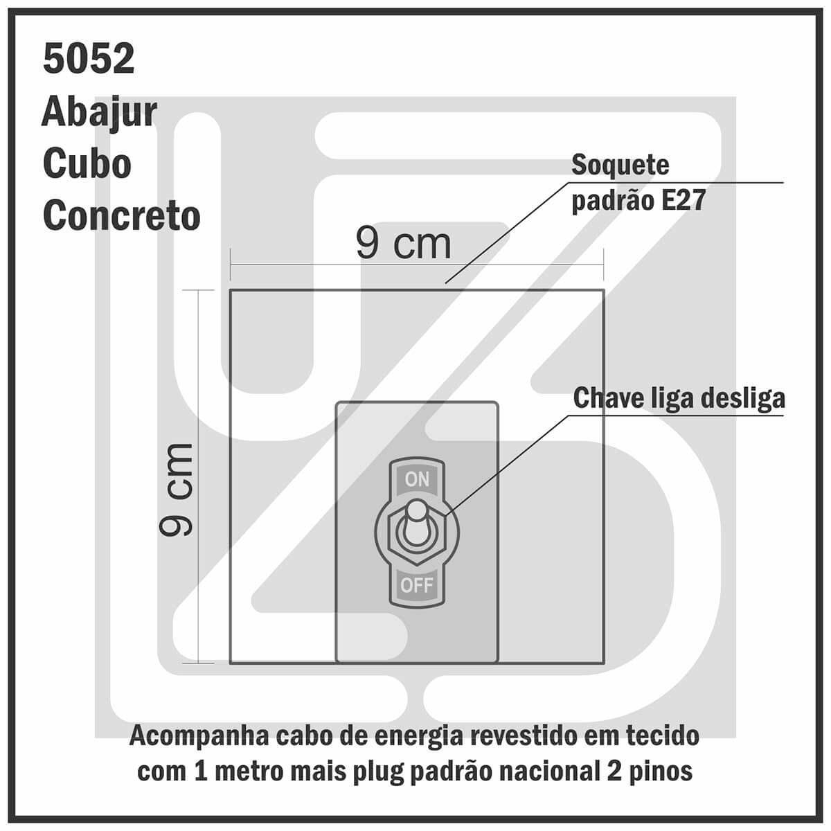 Abajur Luminária de Mesa em Concreto Ao Cubo - 5052 - 6