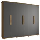 Ver imagem 1 de Guarda-roupa Casal 6 Portas 4 Gavetas Cinamomo com Grafite Canadá - Rv Móveis