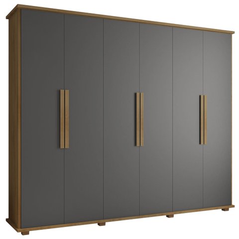Guarda-roupa Casal 6 Portas 4 Gavetas Cinamomo com Grafite Canadá - Rv Móveis