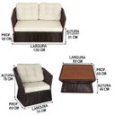 Ver imagem 5 de Conjunto New York 2 Poltronas, 1 Namoradeira em Corda Náutica, Alumínio e Mesa Tampo Madeira Cumaru