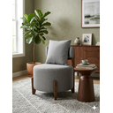 Ver imagem 5 de Poltrona Organica Decorativa Redonda com Almofada Pés Thor Madeira Maciça Premium Linho Cinza
