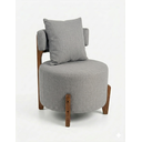 Ver imagem 1 de Poltrona Organica Decorativa Redonda com Almofada Pés Thor Madeira Maciça Premium Linho Cinza