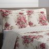 Cobre Leito Casal Queen Fascinio 03 Peças - Floral Vermelho - 1