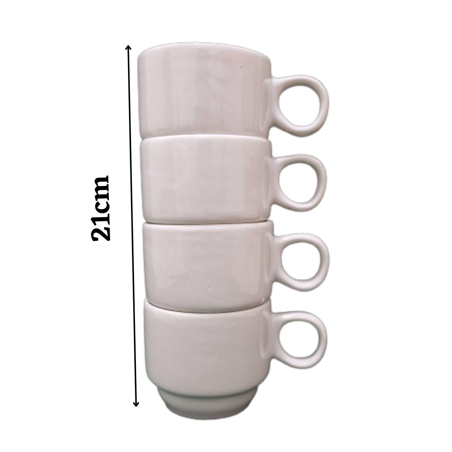 Conjunto com 4 Xicaras Empilháveis Porcelana Branco 150ml - 5