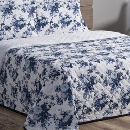 Cobre Leito Casal Queen Fascinio 03 Peças - Floral Azul - 3