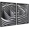 Kit 2 Quadros Decorativos Espiral Listras Branco Preto 24x18cm:moldura Branca - 1
