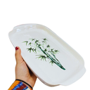 Ver imagem 2 de Travessa de Cerâmica com Estampa de Bambu com Alça - 30x20x5cm