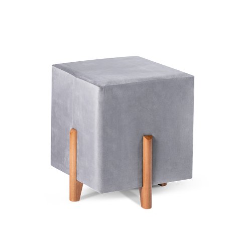 Kit 02 Puffs Quadrado Decorativos em Suede na Cor Chumbo