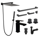 Ver imagem 1 de Kit Banheiro Lavatório Completo Preto Black com Acessórios e Torneira Monocomando Bica Baixa Luxo
