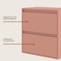 Gabinete para Banheiro 60cm Mdf Branco Dubai - On Móveis Cor:salmão - 4