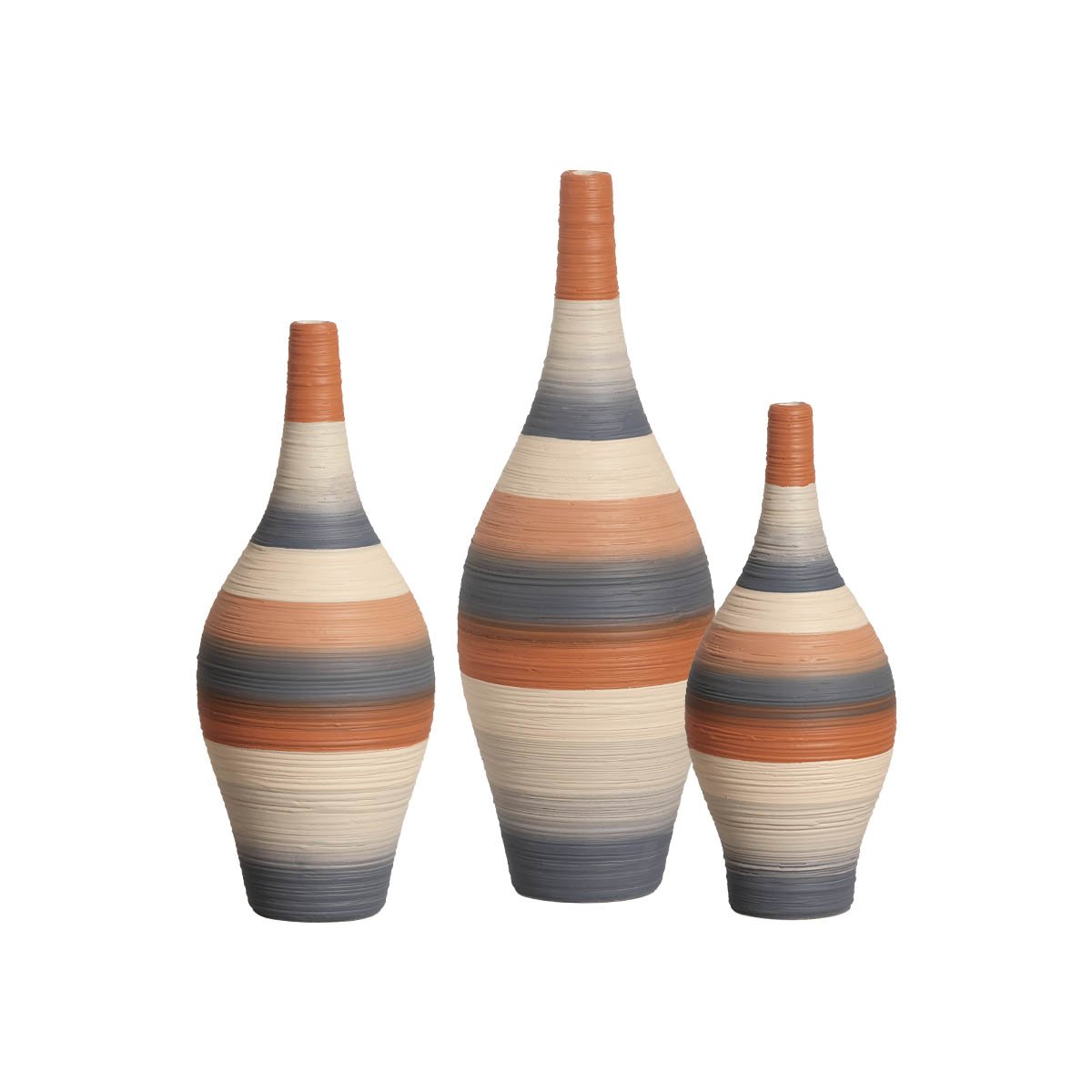 Vasos Decorativos de Cerâmica Trio de Garrafas Styllo Falésias Joelma Decorações - 1