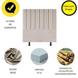 Cabeceira Estofada Cama Solteiro 90 Cm Luísa Suede e Frame Bege - 5