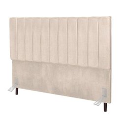 Cabeceira Estofada Cama Solteiro 90 Cm Luísa Suede e Frame Bege - 1