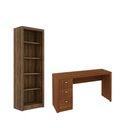 Ver imagem 1 de Escritório com Mesa para Computador C/ 3 Gavetas e Armário Amendoa - Fdecor