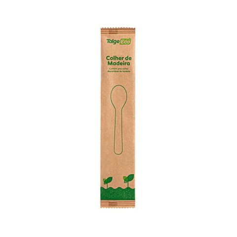 Colher de Madeira Talge 16cm Embalada Individualmente - 50un