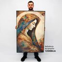 Ver imagem 2 de Quadro Decorativo Virgem Maria Abstrato em Tela Canvas Tacolado Borda Infinita 80 X 120cm