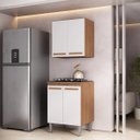 Ver imagem 1 de Balcão Multiuso Cooktop Joia 60cm + Modulo Aereo Madeirado/Branco