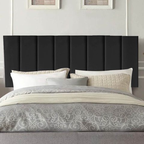 Painel Estofada Carla 140CM Casal Courino Preto - D A DECOR