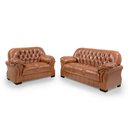 Ver imagem 1 de Sofá Rei Conjunto 2 e 3 Lugares Couríssimo Capitonê Caramelo 852 Império Estofados