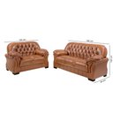 Ver imagem 2 de Sofá Rei Conjunto 2 e 3 Lugares Couríssimo Capitonê Caramelo 852 Império Estofados